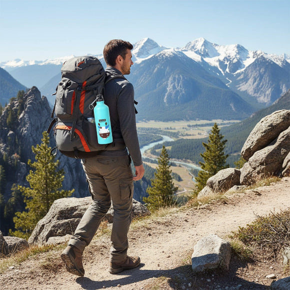 Gourde isotherme Anneau de fixation permettant d'accrocher la bouteille 