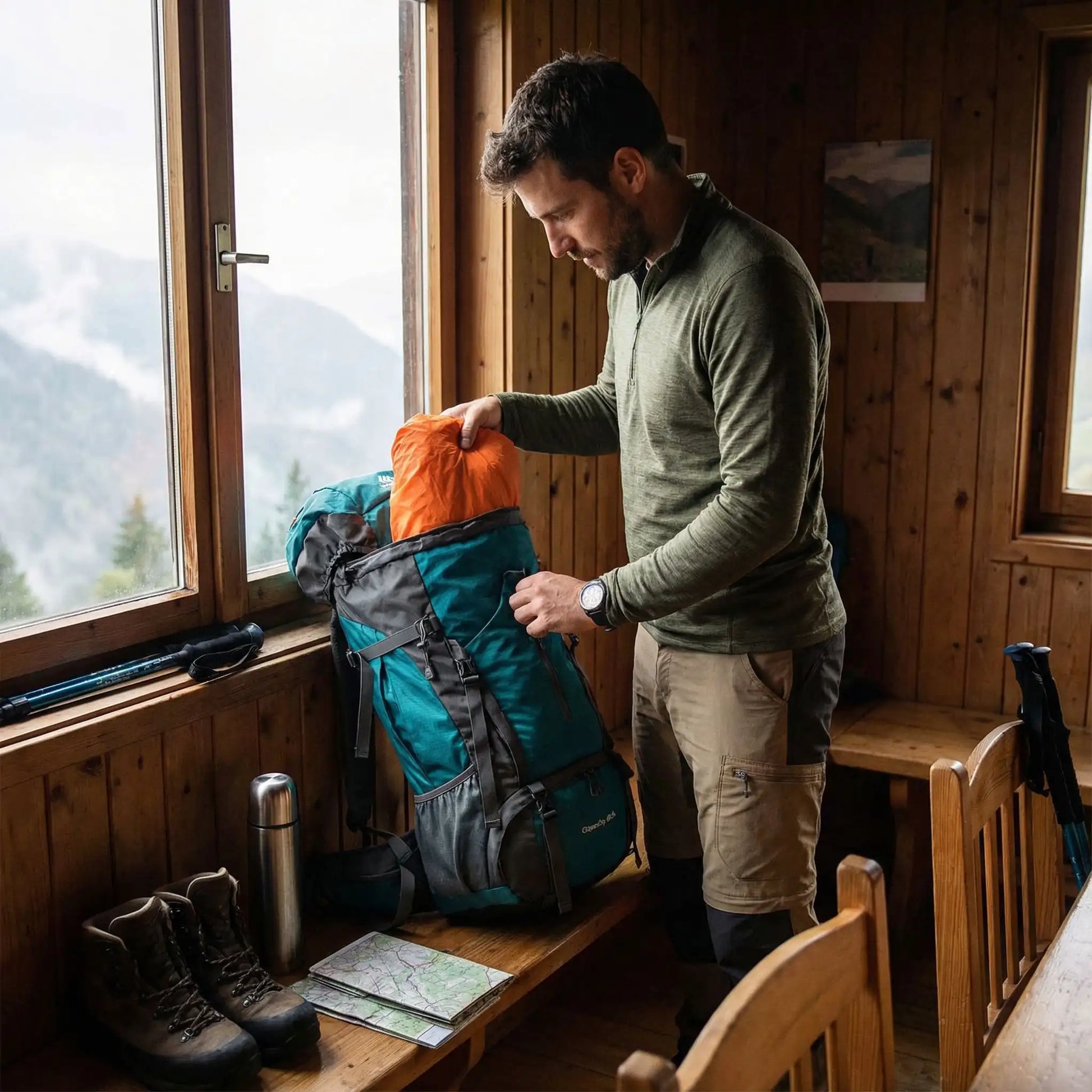 sac à dos homme prépare son sac 